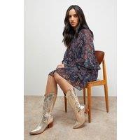 Oasis Women's Toulouse Faux Suede Western Cowboy Boots in Gold | Size: 3
