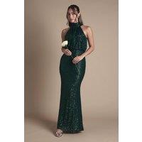 Coast Women's Halterneck Sequin Bridesmaid Maxi Dress in Emerald | Size: 12
