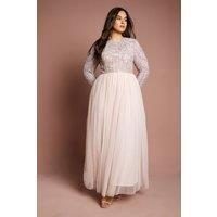 Coast Women's Plus Size Pearl Embellished Bodice Bridesmaid Tulle Skirt Dress in Pale Pink | Size: 18