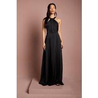 Coast Women's Honoured Twist Halterneck Satin Maxi Bridesmaid Dress in Black | Size: 14