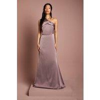 Coast Women's Asymmetric Neckline Satin Bridesmaid Maxi Dress in Dark Mauve | Size: 10