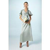 Coast Women's Teen Twist Front Angel Sleeve Bridesmaid Dress in Sage | Size: 15-16 Years