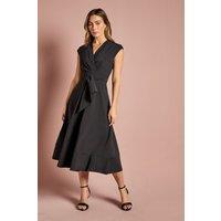 Coast Women's Belted Crepe Dress in Black | Size: 10