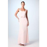 Coast Women's Square Neck Bow Detail Crepe Maxi Bridesmaid Dress in Blush | Size: 12