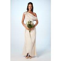 Coast Women's Fallen Shoulder Bow Detail Bridesmaid Maxi Dress in Champagne | Size: 8