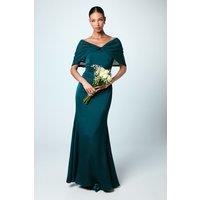 Coast Women's Chiffon Bardot Satin Bridesmaid Dress in Emerald | Size: 12
