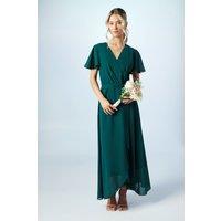 Coast Women's Teen Georgette Waterfall Wrap Bridesmaid Dress in Emerald | Size: 15-16 Years