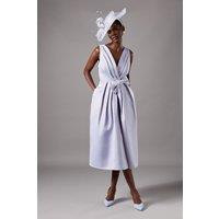 Coast Women's V Neck Bow Detail Midi Dress in Blue | Size: 10