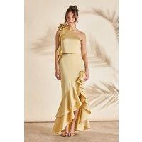 Coast Women's Midi Satin Slip Skirt With Frills in Yellow | Size: 8