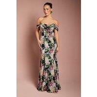 Coast Women's Floral Bardot Maxi Dress in Black | Size: 10