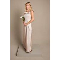Coast Women's Teen Ruffle Strap Satin Bridesmaid Dress in Champagne | Size: 14-15 Years