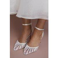 Coast Women's Bridal Krystal Satin Mesh Detail High Stiletto Heel Court Shoes in White | Size: 8