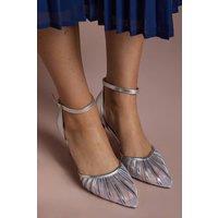 Coast Women's Krystal Metallic Faux Leather Mesh Detail High Stiletto Heel Court Shoes in Silver | Size: 3