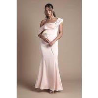 Coast Women's Drape Detail Satin Strappy Maxi Bridesmaid Dress in Blush | Size: 18