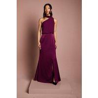Coast Women's One Shoulder Maxi Bridesmaid Dress with Neck Scarf in Fig | Size: 8