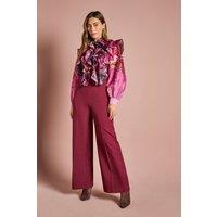 Coast Women's Printed Blouson Sleeve Wide Leg Jumpsuit in Malbec | Size: 18