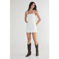 NastyGal Women's Ruched Strap Ruffle Tailored Mini Dress in White | Size: Small