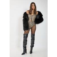 NastyGal Women's Cluster Hand Embellished Booty Shorts in Gold | Size: 8