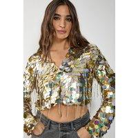 NastyGal Women's Disc Tassel Jacket in Gold | Size: 8
