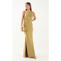 MissPap Women's High Neck Cowl Back Bridesmaid Dress in Olive | Size: 10