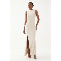 MissPap Women's High Neck Cowl Back Bridesmaid Dress in Champagne | Size: 16