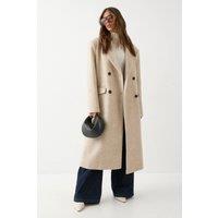 MissPap Women's Wool Look Structured Shoulder Coat in Tan | Size: 12