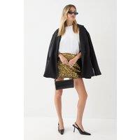 MissPap Women's Studded Sequin Embellished Mini Skirt in Gold | Size: 12