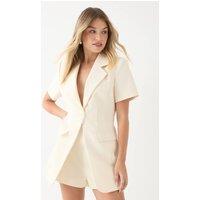 MissPap Women's Short Sleeve Short Blazer Playsuit in Cream | Size: 10