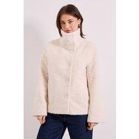 Dorothy Perkins Women's Funnel Neck Short Coat in Cream | Size: 16
