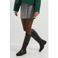 Dorothy Perkins Women's Wide Fit Karla Knee High Flat Boots in Black | Size: 3