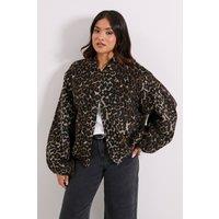 Dorothy Perkins Women's Petite Leopard Print Blouson Bomber Jacket | Size: 8