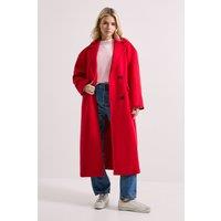 Dorothy Perkins Women's Relaxed Buttoned Midi Coat in Red | Size: 8