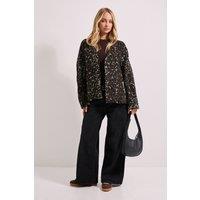 Dorothy Perkins Women's Short Collarless Animal Print Coat in Brown | Size: 12