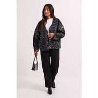 Dorothy Perkins Women's Petite Short Collarless Animal Print Coat in Blue | Size: 12