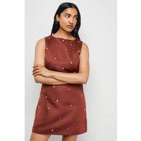 Warehouse Women's Embellished Structured Sleeveless Sequin Mini Dress in Brown | Size: 10