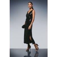 Wallis Women's Occasion Sequin Ruched Midaxi Dress in Black | Size: 10