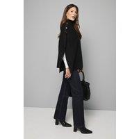 Wallis Women's Button Detail High Neck Knitted Poncho Jumper in Black | Size: S/M
