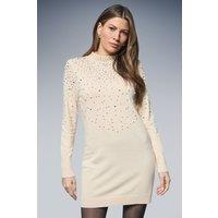 Wallis Women's Pearl Embellished High Neck Tunic in Ivory | Size: Large