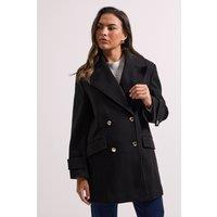 Wallis Women's Mid Length Double Breasted Coat in Black | Size: 12