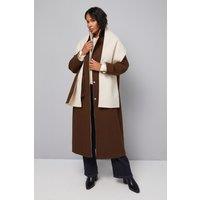Wallis Women's Double Faced Scarf Detail Coat in Chocolate | Size: 16