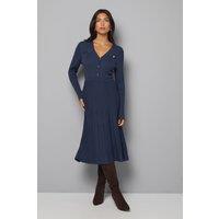 Wallis Women's Statement Button Pleated Knitted Dress in Navy | Size: XL