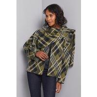 Wallis Women's Tartan Scarf Cape Cardigan in Green | Size: Large