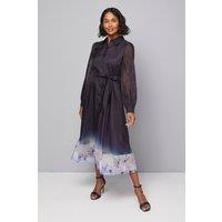 Wallis Women's Organza Belted Shirt Dress in Navy | Size: 16