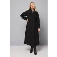 Wallis Women's Petite Bellow Sleeve Double Breasted Coat in Black | Size: 14