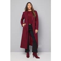 Wallis Women's PU Pocket Detail Longline Coat in Berry | Size: 16