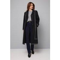 Wallis Women's Contrast Detail Belted Coat in Black | Size: 12
