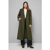 Wallis Women's Wool Blend Pocket Detail Maxi Coat in Khaki | Size: 18