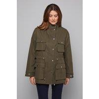 Wallis Women's Utility Pocket Drawstring Coat in Khaki | Size: 16
