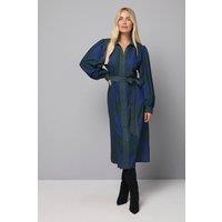 Wallis Women's Petite Floral Print Button Shirt Midi Dress in Green | Size: 12