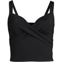 Lands' End Women's Plus Cropped V-Neck Tankini Top in Black | Size: 26
